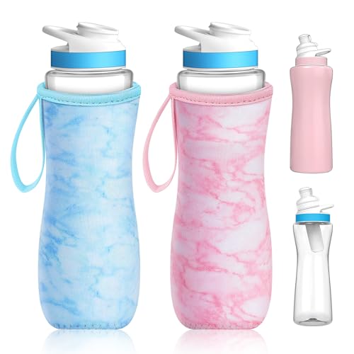 Desing Wish 2 PCS Insulated Sleeve for 32oz Cirkul Water Bottle Shockproof Neoprene Protective Sleeves Compatible with 32oz Plastic and Stainless Steel Cirkul Water Bottles (Blue/Pink Marbling)