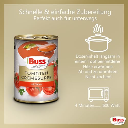 Buss Tomatencreme-Suppe - Besonders cremige Tomatensuppe verfeinert mit Sahne - 12 x 400 g (Packung mit 2) – Bild 7