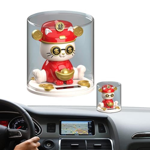 CAR - Estatua de gato del salpicadero de la suerte, figura de gato de la , modelo de gatito de la , decoración de escritorio, figura decorativa de gato feliz para la consola del centro