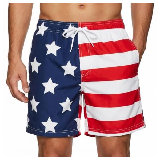 Kanu Surf Herren Monaco Swim Trunks (Regular & Extended Sizes) Badehose, USA-Flagge, Small