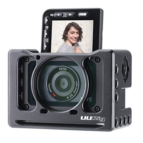 UURig C-RX0 II Metal Extension Cage for Sony RX0 II/RX0 with Cold Shoe to Mount Microphone Selfie Vlog Video Accessories 37MM Lens Adapter Arri Hole Quick Release Fixation 1/4