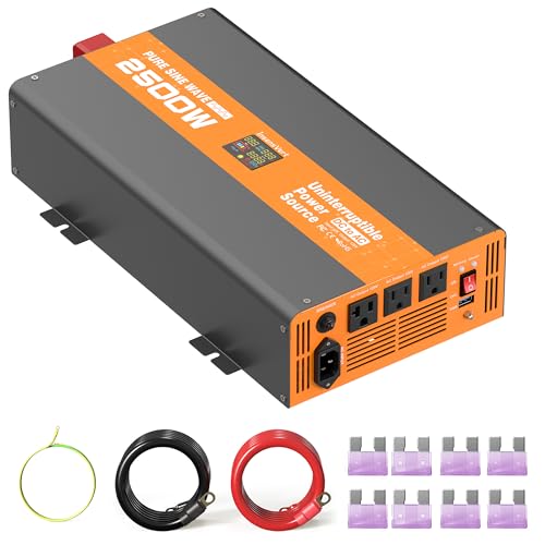 2500W Sump Pump Battery Backup, Uninterruptible Power Source with Pure Sine Wave Inverter & LCD,...