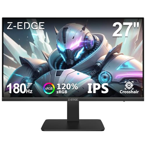 Z-Edge 27 inch 180Hz 165Hz Gaming Monitor, FHD 1080p, MPRT 1ms, IPS Monitor Gaming, 300nits, 16.7M Colors, 120% sRGB, UG27F Frameless Bezel, DP x1, HDMI x1