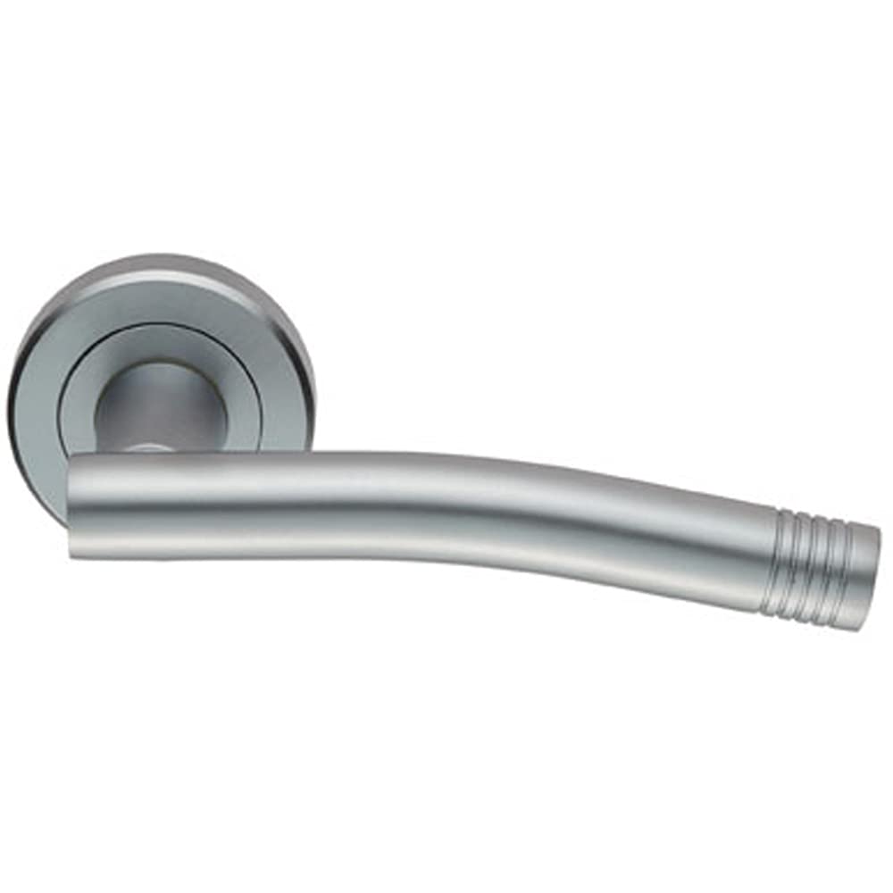 Loops Pair Round Bar Handle with Arch - Concealed Fix Round Rose - Satin Chrome | Door Handle Lever on Screwless Rose - Internal Door Hardware - Screws, Fixings and Spindle Included