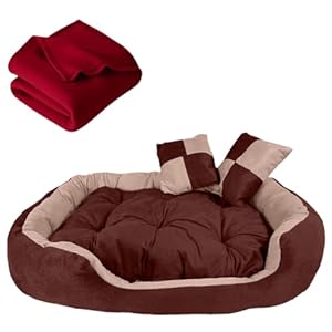 DRILLY Title Washable Soft Reversible Dog Bed with Blanket for Small | Medium | Large | Extra Large | XXL | 3XL | 4XL Size Dogs | Cats | Puppy | pet | Rabbit |Cushion Pillow,Polyester (S)
