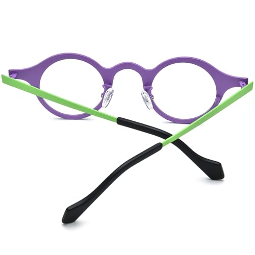Image of FONEX Colorful Pure Titanium Glasses Frame Women Retro Round Eyeglasses