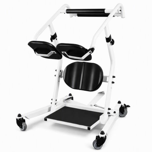 Image of Sit to Stand Lift - 400 lbs Weight Capacity Patient Transfer Chair with Adjustable Height & Base, Heavy Duty Stand Assist Mobility Aid for Elderly, Disabled & Caregivers