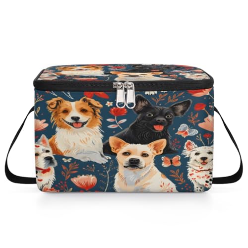 GzLeyigou Dogs Husky Lunch Bags for Women Men 9 Cans, Hot & Cold Food Delivery Bag Insulated Grocery Bag Insulated Lunch Box Valentine's Day Cooler Bag for Office Work Picnic Beach