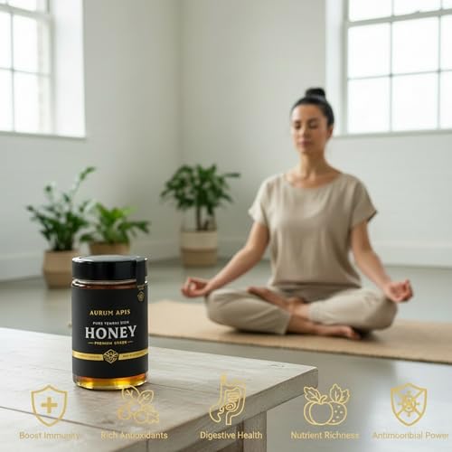 Image of Aurum Apis Raw Yemeni Sidr Honey, 100% Raw Unfiltered Pure Honey, Hand Harvested Organic Honey, Non-GMO, Unprocessed Certified Organic Honey from Sidr Tree Blossoms, Rich Flavor & Aroma, Honey Jar (330g)