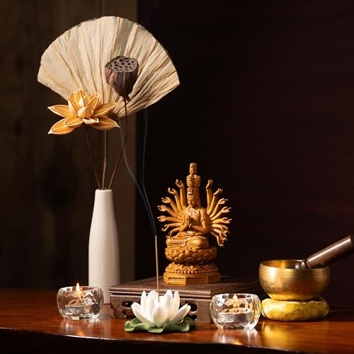 Estatua Buda Thousand Hands Guan Yin de Madera 6 pulgadas miniatura 4