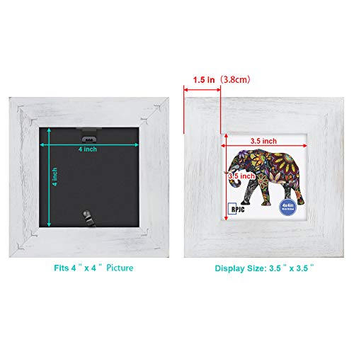Rpjc 4X4 Inch Picture Frame Made Of Solid Wood High Definition Glass For Wall Mounting Photo Frame Rustic White #TOP2