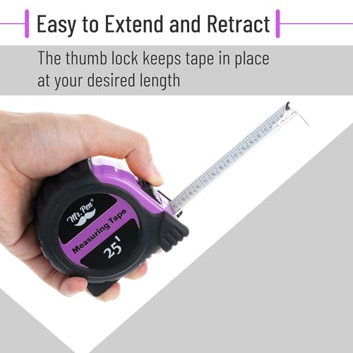 Image of Mr. Pen- Tape Measure, 25-Foot, Pastel Purple, Steel Measuring Tape Measure with Fractions, Retractable Measuring Tape Retractable