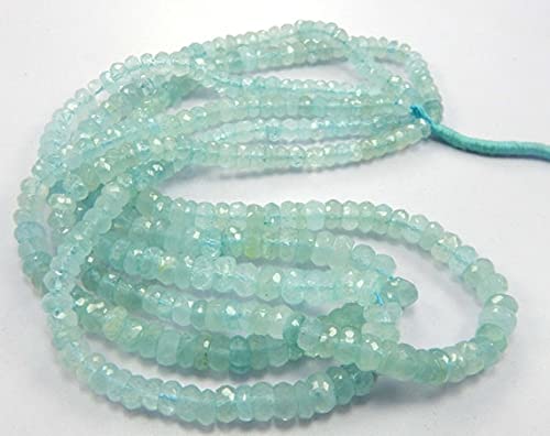 Aquamarine rondelles facettées 5x7mm de qualité supérieure LKBEADS pour création joaillerie
