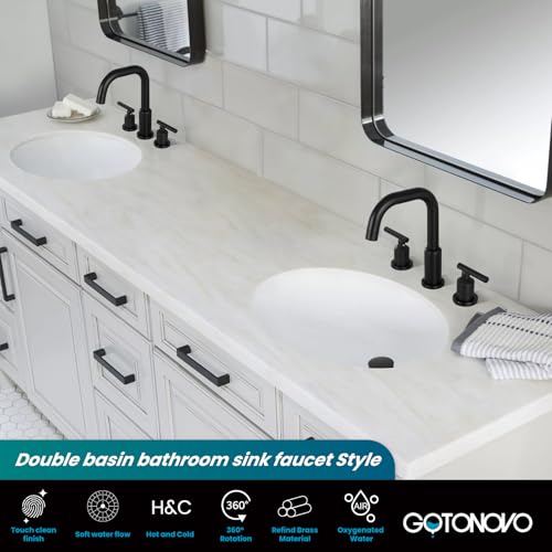 Robinet de salle de bain large 3 trous pour vasque moderne - 3