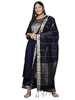 INDO ERA Women's Plus Size Yoke Design Cotton Blend Kurta Palazzo With Dupatta Set (Navy Blue_PS4KD4021_3XL)