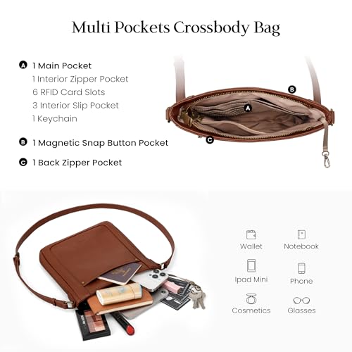 Image of befen Genuine Leather Crossbody Purses for Women Travel Cross Body Bags Lightweight with Adjustable Shoulder Strap