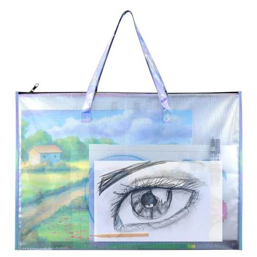BUSOHA Large Clear Mesh Vinyl Bag with Handle and Zipper,19