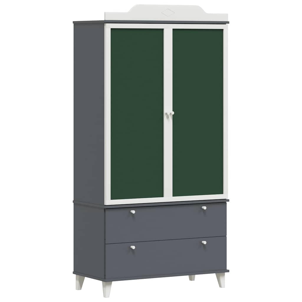 Armario moderno con pizarra, puertas verdes, marco blanco y patas, 90 x 45 x 180 cm, hecho de madera resistente, gran espacio de almacenamiento para ropa, ideal para habitaciones infantiles