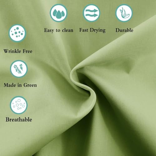 Image of 100% Cotton Percale Sheets Queen Size - 200 Thread Count, Breathable & Crisp Cool, Deep Pocket up to 17 inch Fitted Sheet, 4-Piece Bedding Set Hotel-Luxury Feel Bed Sheet Set (Green Frond, Queen)