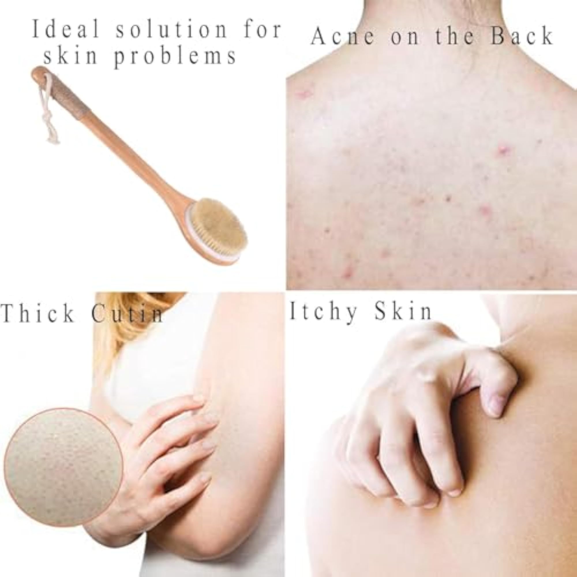 Bamboo Wood Long Handle Body Brush for Exfoliation