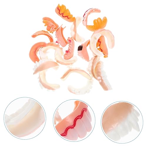 Toyvian 22 sztuki halloweenowych gra na protezy żartobliwe figle pasta do zębów doustna Halloween sztuczne zęby paski do wybielania zębów sztuczne protezy plastyczne szczoteczka do zębów wampira guma