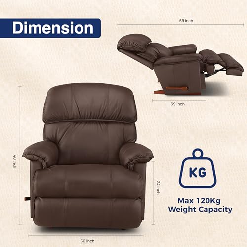 Image of LA Z BOY American Imported Cardinal Single Seater Manual Italian Leather Reclina Rocker Recliner Sofa | Premium Durable Iconic Comfort Home Design | Living Room Relax Seating Chair | Mocca
