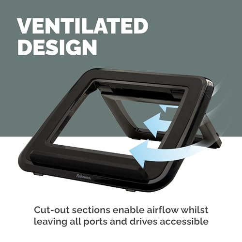 Fellowes Everyday Laptop Stand for Desk - Adjustable Laptop Riser for the Home, Office & Hybrid working - Portable Laptop Stand with 7 Height Adjustments - Max Monitor Size 17", Max Weight 4kg - Black - Image 6