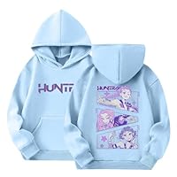 Anime Print Hooded Sweatshirt Hoodies Girls Vintage Y2k Pullover Hip Hop Hoodie Oversized Fashion Boys Long Sleeve Hooded Sweatshirt Hoody for Kids (UK, Age, 9 Years, 11 Years, Blue)
