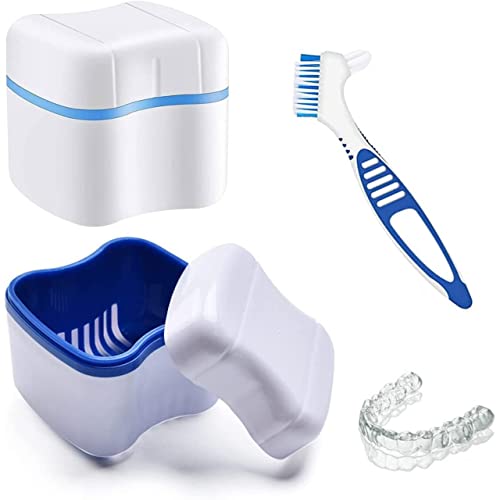 Btwood - Denture Bath Kit - Includes 2 Denture Bath Cups + 2 Denture Cleaner Brushes + 2 Strainer Baskets - Ideal For Dentures, Retainers & Mouthguards, 1.0 Fl Oz #TOP1