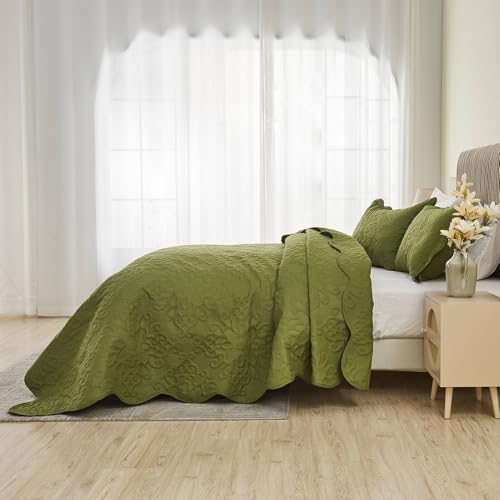 Image of Kingnex Oversized King Bedspreads 128x120 Olive Green