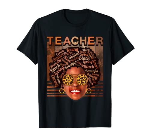 Black Teacher Magic Dope Afro African American Black History Camiseta