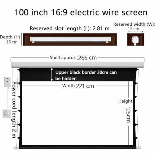 Pantalla de proyección motorizada para cine en casa 150 pulgadas miniatura 4