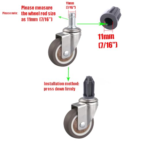 Image of 10Pcs Caster Socket Sleeve Round Inserts, Chair Caster Wheel Stem Insert, 7 /16 inch Inside Stem