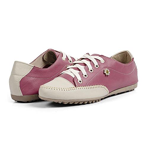 Sapatênis Tênis Feminino Casual Couro Flay Izabela Araújo - 100 - Rosa Bege Tamanho:34;Cor:Rosa