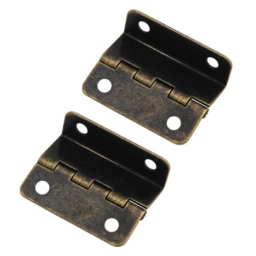 SagaSave 2 bisagras de media superficie – Bisagras de puerta compensadas, bisagras de pecho semiocultas de tres pliegues retro para puerta, armario, accesorios para muebles [bronce]