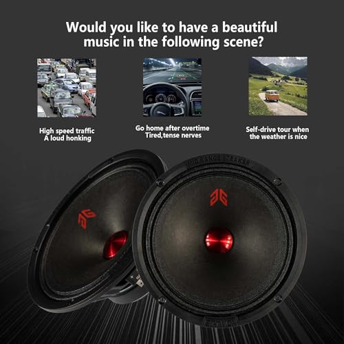 Image of MX65P1 Loudspeaker 6.5 Inch Midrange 200 Watts 4 Ohms Red Dust Cap, Premium Quality Audio Door Speakers for Car or Truck Stereo Sound System, Black (2 Speakers)