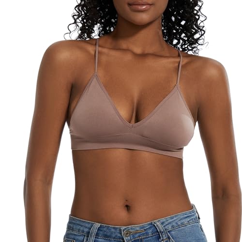 Image of Seamless Bra for Women Low Back Bralette Wirefree Spaghetti Bra with Padded Removeable