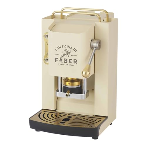 FABER COFFEE MACHINES | Modelo Pro Deluxe | Cafetera monodosis ese 44 mm | Acabados en latón | Prensacialda de latón ajustable | electroválvula de serie