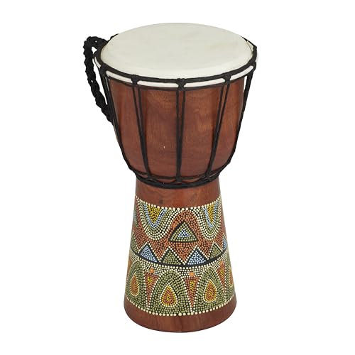 Deco 79 Wood Drum Handmade Decorative Sculpture Djembe Home Decor Statue with Rope Accents, Accent Figurine 7