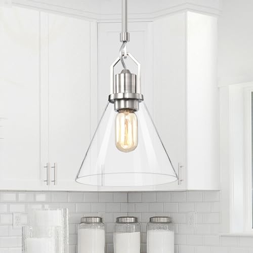 Edvivi 1-Light Kitchen Pendant Light Clear Cone Glass