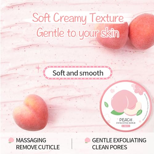Peach Exfoliator Face Scrub,Pore Face Scrub,Nourishing Exfoliating Cream,Shrink Pores & Improve Rough Skin,Arm & Back & Leg,Anti Acne Scrub for Face,Hand Scrub Exfoliator-Dark Spot Cleanser-All Skin - Image 5