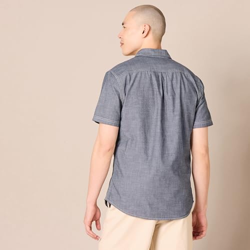 Image of Amazon Essentials Men's Regular-Fit Short-Sleeve Poplin Shirt, Collared, Washed