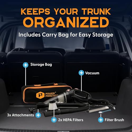 Image of Power Practical Handheld Cordless Vacuum Cleaner, Rechargeable Portable Car Vacuums W /Strong Suction, Bag & Attachments, Small Vac Cleaner for Car, Couch, Home, Car Suction Cleaner