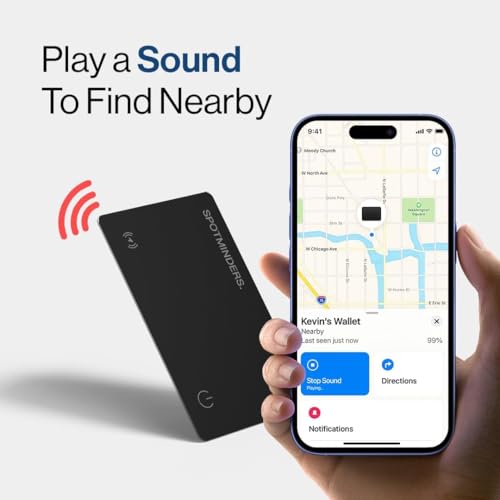 Image of SPOTMINDERS Apple MFi Certified Wallet Tracker Card for Travel - Works with Apple Find My, IP68 Waterproof Rechargeable Tracking Card for Wallet Luggage Passport Purse - Ultra Slim 0.07in Item Finder