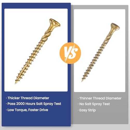 Image of #9 x 2-1 /2 in Multi-Purpose Wood Deck Screw for Interior and Exterior,Bugle Head,Golden Coated with T25 Bit Star Drive Torx for Furniture Building /Fence /Decking(1LBS,85Pcs)