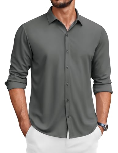 COOFANDY Hemd Herren Langarm Business Hemd Herrenhemden Langarm Bügelfrei Freizeithemden für Herren Anzug Hemd Regular Fit Dunkelgrau XL COOFANDY Hemd Herren Langarm Business Hemd Herrenhemden Langarm Bügelfrei Freizeithemden für Herren Anzug Hemd Regular Fit Dunkelgrau XL