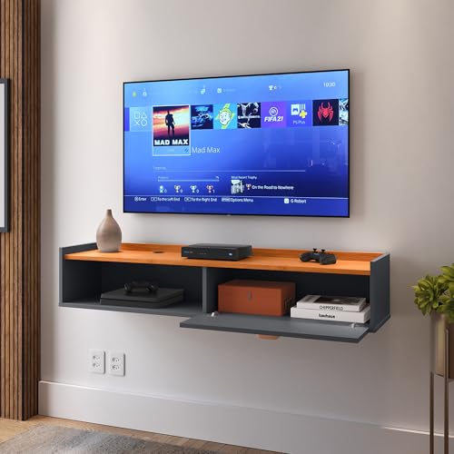 Rack Para Tv Suspenso Home Bancada Flutuante Sala Quarto (Cinza Nature)