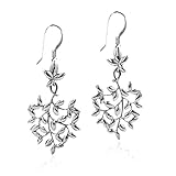 Wiftly - Pendientes de plata con colgante de hoja hueca, 1 par, Plata de ley, sin piedra