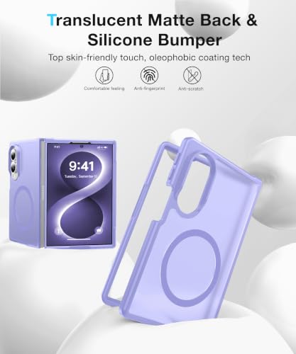 Image of NO.1 Magnetic for Samsung Galaxy Z Fold 8 Case with MagSafe Blue | [Military Grade Drop Tested][Translucent Matte][Anti-Fingerprint] Soft Silicone Bumper for Samsung Fold 8 Case,Light Purple