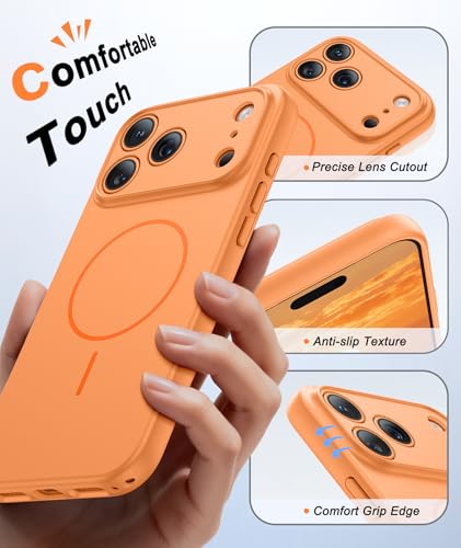 Image of FNTCASE for iPhone 17 Pro Case: [Compatible with Magsafe] Solid Matte 17 Pro Cases Orange with [Screen Protector] [Full Camera Protection] Military Grade Shockproof Protective Phone Cover, 6.3 inch